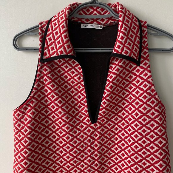 Zara Red Jacquard Dress - Picture 3 of 5